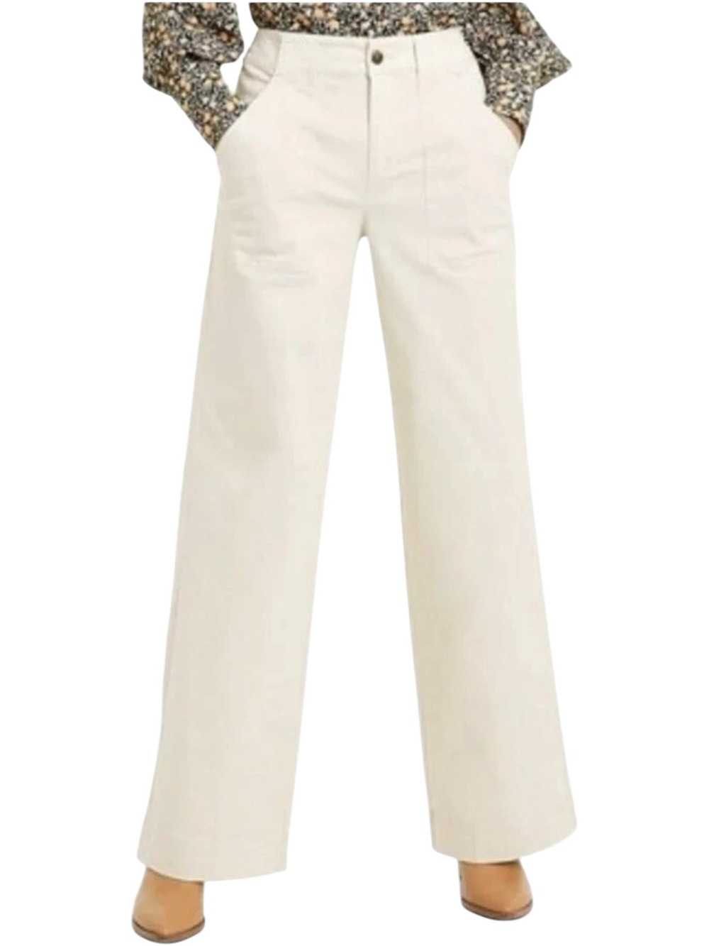 NILI LOTAN x Target Ivory High Rise Wide Leg Cotton Trouser Pants 8